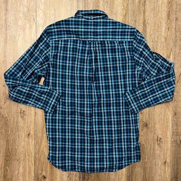 Chaps Ralph Lauren Shirt Mens Small Long Sleeve Plaid Button Down Turquoise Blue - Picture 5 of 8